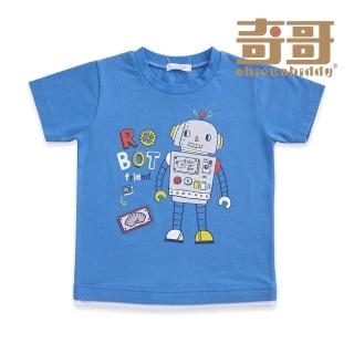 【奇哥官方旗艦】Chic a Bon 男童裝 機器人短袖T恤/上衣-藍(1-5歲)