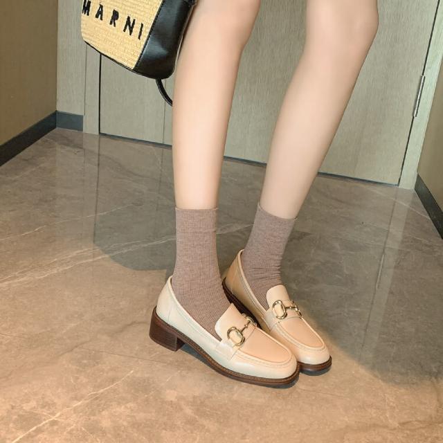 【WYPEX】經典真皮馬銜扣樂福鞋女鞋 低跟通勤上班女鞋(4色)