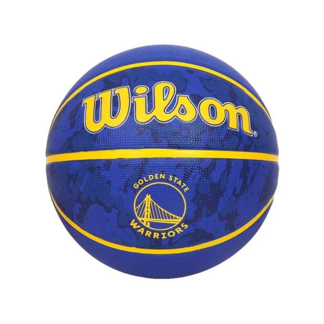 【WILSON】NBA隊徽系列 TIEDYE勇士 橡膠籃球 #7-訓練 室外 藍黃白(WTB1500XBGOL)