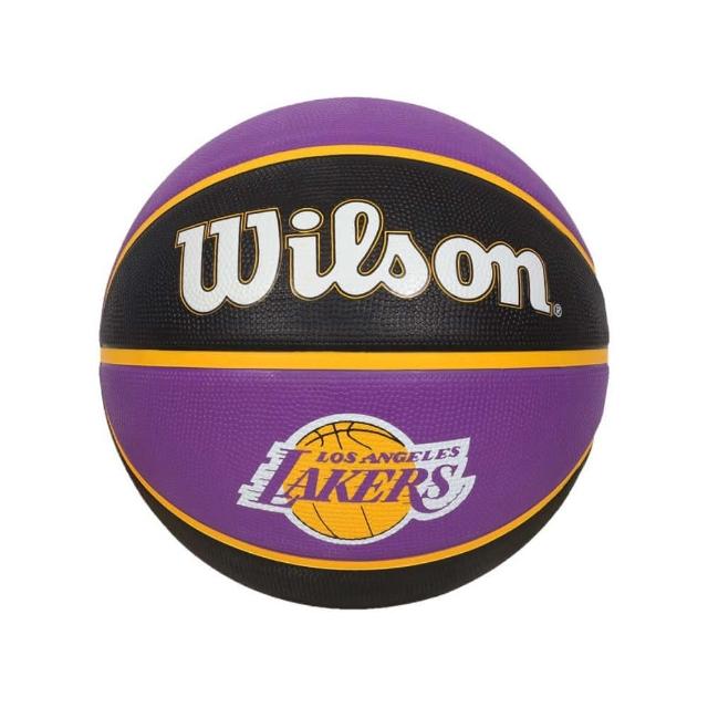 【WILSON】NBA隊徽系列 TIEDYE湖人 橡膠籃球 #7-訓練 室外 黑紫黃白(WTB1500XBLAL)