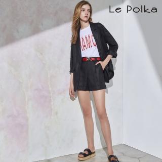 【Le Polka】都會麻料寬口短褲-女