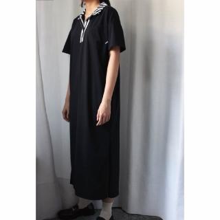 【UUIN】UUIN _ 黑POLO洋裝(女裝 短袖POLO領洋裝)