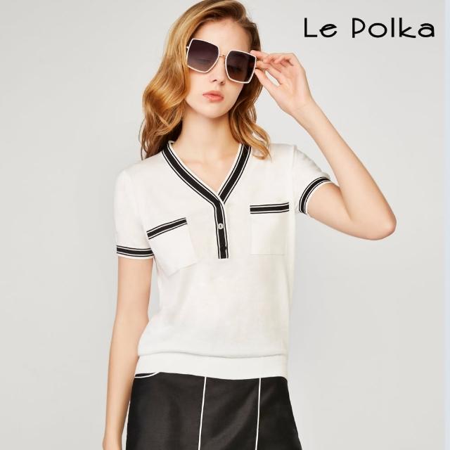 【Le Polka】經典黑白小香風針織上衣-女
