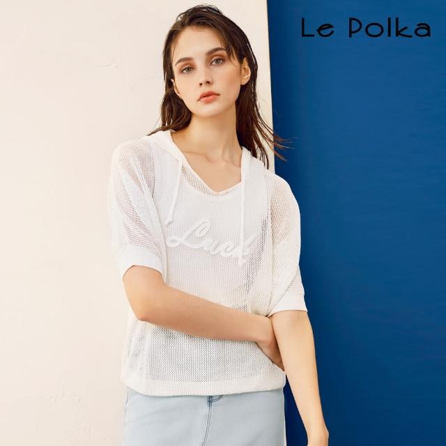 【Le Polka】蝙蝠袖連帽針織上衣-女