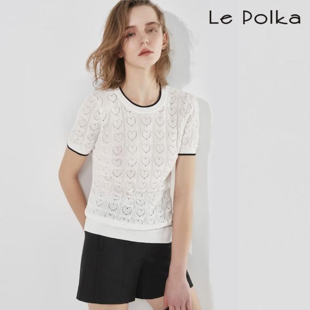 【Le Polka】知性款愛心緹花針織上衣-女