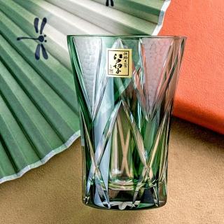 【田島硝子】日本職人手工 石目星重紋 酒杯 江戶切子 玻璃杯 清綠色(TK21-002-1G)