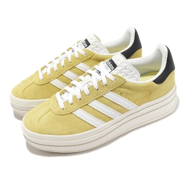 adidas 愛迪達】休閒鞋Gazelle Bold W 女鞋黃白麂皮厚底增高拼接愛迪達