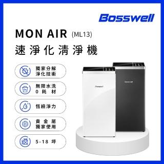 【BOSSWELL博士韋爾】MonAir零耗材空氣清淨機5-18坪(ML13 免耗材、電離除菌、除過敏)