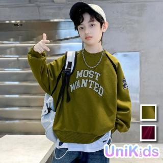 【UniKids】中大童裝長袖T恤 美式復古 男大童裝女大童裝 VPSBE-8831(紅 綠)