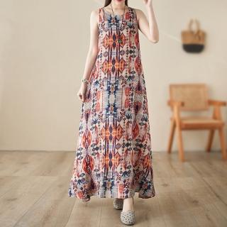 【Pure 衣櫃】復古印花連身裙洋裝(百搭/KDDY-1025)