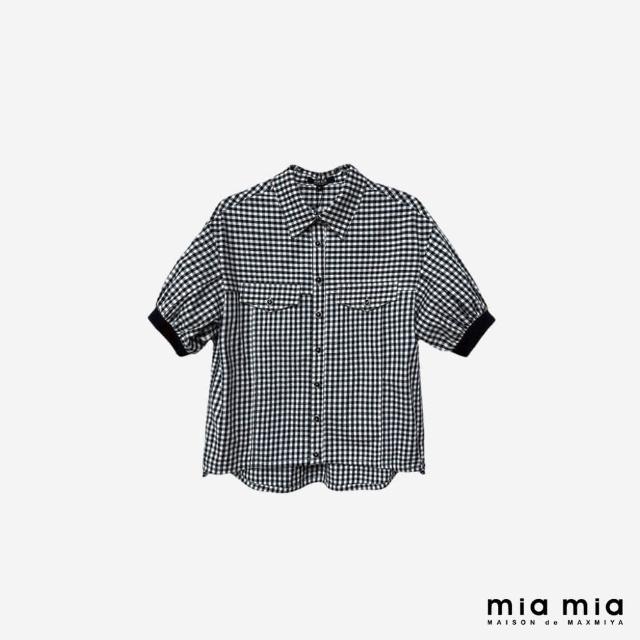 【mia mia】黑白細格紋短袖襯衫