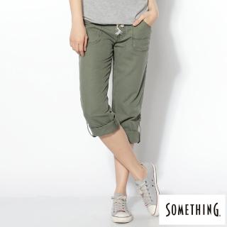 【SOMETHING】女裝 NATURAL EASY JEAN綁帶休閒褲(綠色)