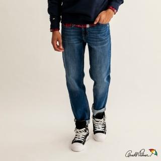 【Arnold Palmer 雨傘】男裝-高彈力水洗直筒牛仔褲(深藍色)