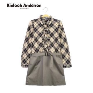 【Kinloch Anderson】荷葉領格紋拼接洋裝 連身裙 金安德森女裝(KA0475705)