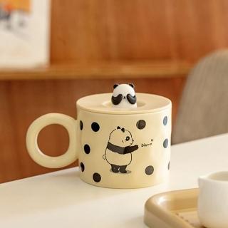 【JEN】立體小熊貓矽膠杯蓋陶瓷水杯馬克杯