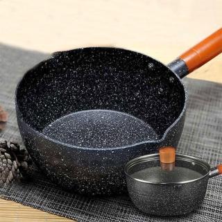 【EZlife】日式加厚麥飯石不沾雪平鍋-直徑22cm(贈食物夾或湯濾勺)