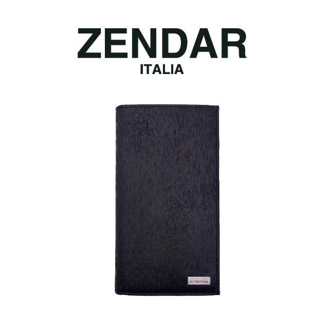 【ZENDAR】台灣總代理 限量1折 頂級牛皮極光紋16卡長夾 安東尼奧系列 全新專櫃展示品(黑色 贈禮盒提袋)
