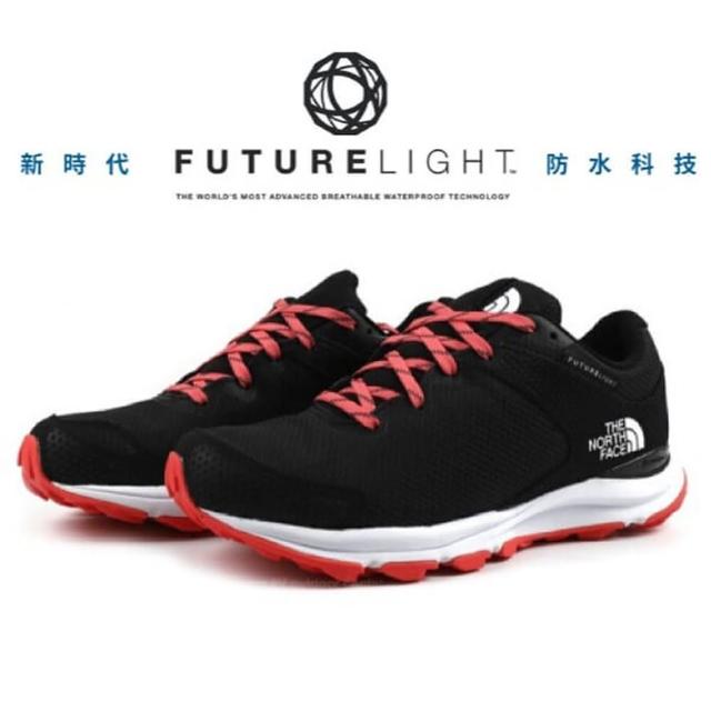 【The North Face】女 FUTURELIGHT 防水透氣避震登山健行鞋(4OA6-0VV 黑/火焰紅 V)