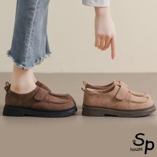 【Sp house】復古焦點圓頭厚底休閒鞋(2色可選)