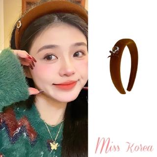 【MISS KOREA】韓國設計浪漫焦糖水鑽愛心蝴蝶結造型高顱頂髮箍 髮圈(水鑽髮圈 愛心髮圈 蝴蝶結髮圈)