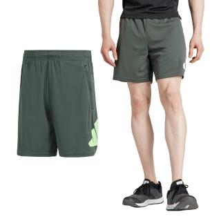 【adidas 愛迪達】TR-ES Logo Sho 男款 綠色 運動 訓練 健身 吸濕排汗 拉鍊口袋 短褲 IT5419