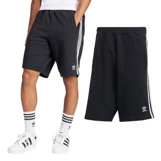 【adidas 愛迪達】3-stripe Short 男款 黑色 常規版型 抽繩 拉鍊口袋 運動 休閒 短褲 IU2337