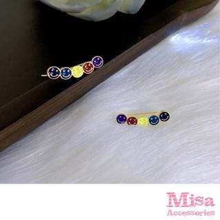 【MISA】韓國設計趣味可愛彩色笑臉造型耳釘(彩色耳釘 笑臉耳釘)