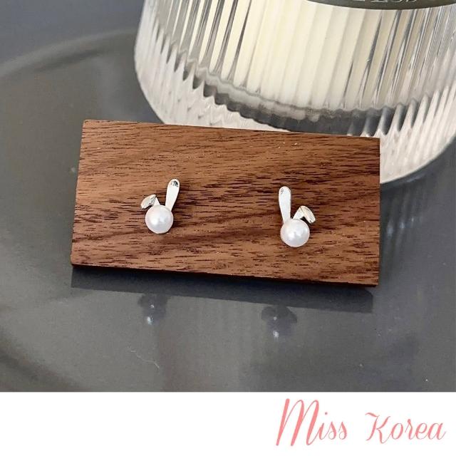 【MISS KOREA】韓國設計S925銀針氣質可愛小兔珍珠耳環(S925銀針耳環 小兔耳環 珍珠耳環)