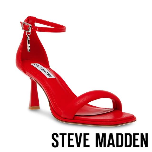 【STEVE MADDEN】BEL-AIR 一字帶飾扣繞踝高跟涼鞋(紅色)