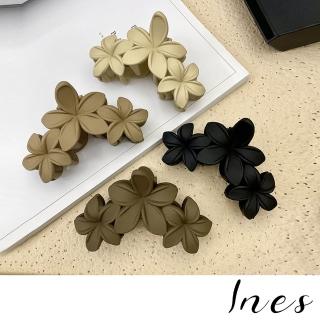 【INES】磨砂髮夾 花朵髮夾/韓國設計溫柔氣質磨砂高級感花朵抓夾 髮夾 馬尾夾(4款任選)