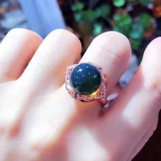 【勝弘珠寶】多明尼加藍珀絕世璀璨戒指-12mm