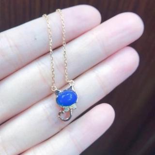【勝弘珠寶】多明尼加天空藍藍珀可愛貓咪項鍊