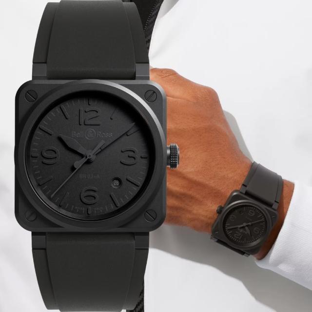 【Bell&Ross】暗黑幻影啞光陶瓷機械腕錶-41mm黑(BR03A-PH-CE/SRB)