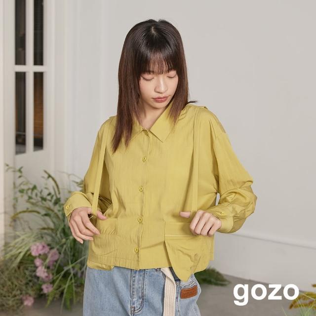 【gozo】涼感口袋造型肩帶短版襯衫(兩色)