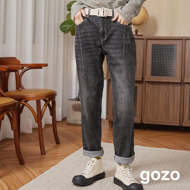 【gozo】立體車線刷白小男友牛仔褲(兩色)