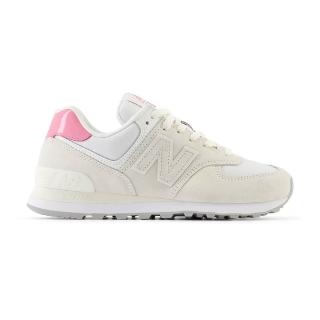 【NEW BALANCE】574 女鞋 米白粉色 麂皮 尼龍 緩震 經典 拼接 運動 休閒鞋 WL5742BA
