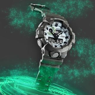 【CASIO 卡西歐】G-SHOCK 酷炫光芒 大錶徑 運動雙顯手錶-深灰色 53.4mm(GA-700HD-8A)