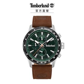【Timberland】男錶KENNEBUNK系列 肯邦風格多功能腕錶 皮帶-綠色/棕色46mm(TDWGF0041540)