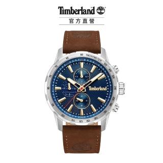 【Timberland】男錶KENNEBUNK系列 肯邦風格多功能腕錶 皮帶-藍色/棕色46mm(TDWGF0041501)