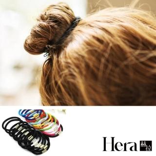 【Hera】赫拉 純色高彈力帶扣髮圈/髮束(十入黑+十入彩組)
