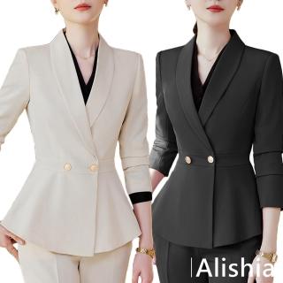 【Alishia】氣質時尚修身商務西裝外套 M-3XL(現+預 杏色 / 深藍色 / 黑色)