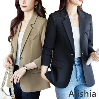 【Alishia】韓版時尚單釦顯瘦休閒西裝外套 M-3XL(現+預 卡其色 / 黑色)