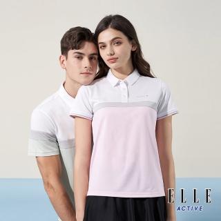 【ELLE ACTIVE】女款 休閒撞色拼接短袖POLO衫-粉紅色(EA24M2W1102#72)