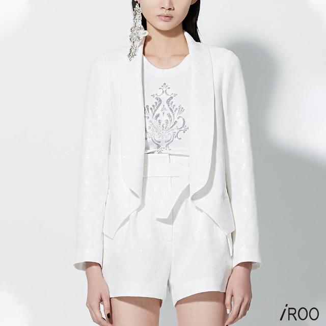 【iROO】壓花西裝式經典時尚長袖外套
