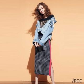 【iROO】格紋經典造型長裙