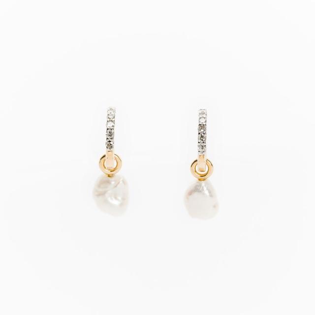 【Missoma】圈型排鑽珍珠墜飾耳環