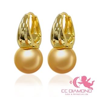 【CC Diamond】天然南洋金珠 925純銀耳環(10-10.5mm)