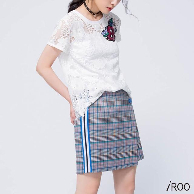 【iROO】經典格紋流行時尚短裙