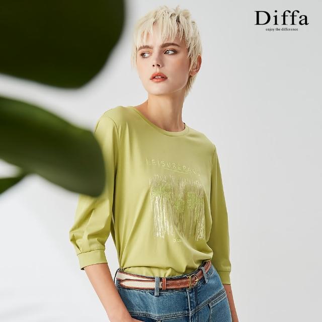 【Diffa】質感椰子樹印花針織衫-女