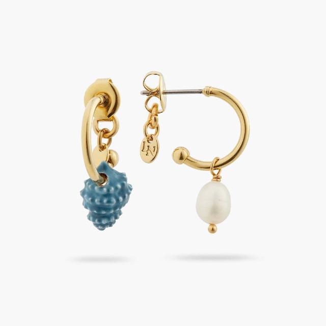 【Les Nereides】輝煌海域-貝殼與淡水珍珠不對稱耳環